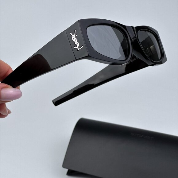 Saint Laurent SLM140/F 002 BRAND NEW Sunglasses Black Grey Silver Mirror Unisex main image 12